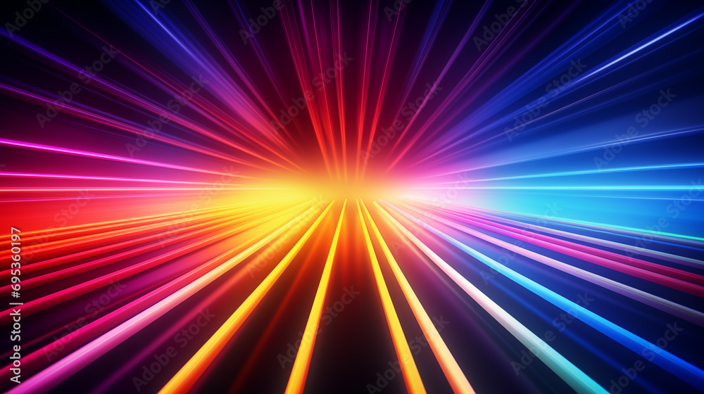Abstract futuristic neon background consisting of glowing and radiating colorful lines, copy paste area for text Abstract futuristic neon background consisting of glowing and radiating colorful lines, copy paste area for text