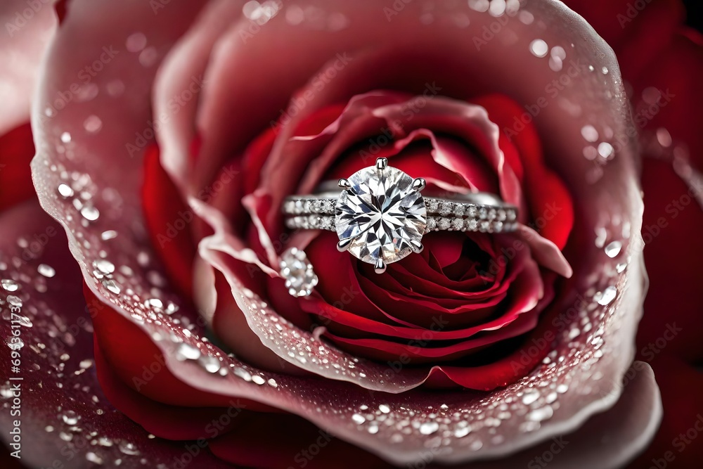 rose with water drops