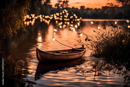 boat at sunset