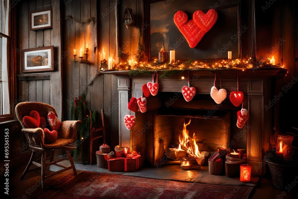 fireplace with christmas decorations
