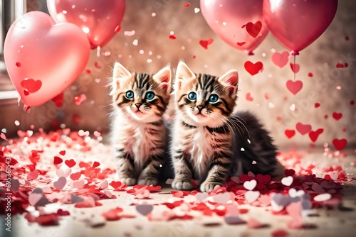 cat with balloons