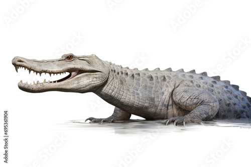 A gharial  a long-snouted crocodile with a narrow muzzle on white background