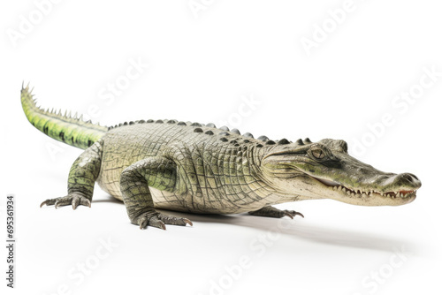 A gharial, a long-snouted crocodile with a narrow muzzle on white background © Veniamin Kraskov