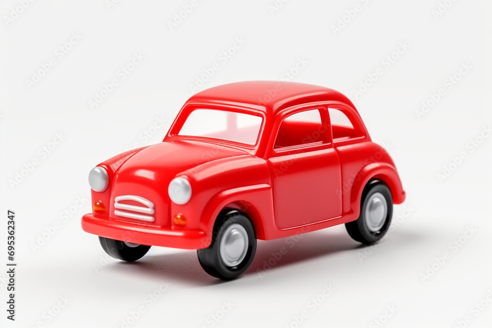 isolated plastic toy car 3d white background