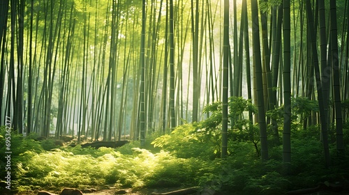 Beautiful panoramic view of the forest in the morning.