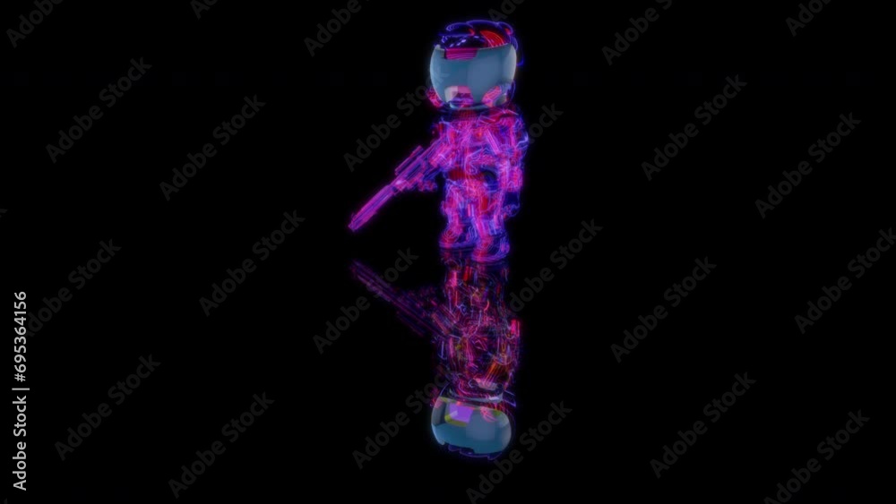 3D animation rendering, intergalactic warrior model on a black background 3D animation rendering, intergalactic warrior model on a black background