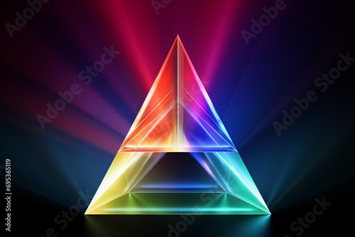 Glass 3D prism with refracting light beam