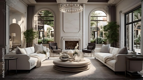 Luxury living room interior with sofa  coffee table and armchairs