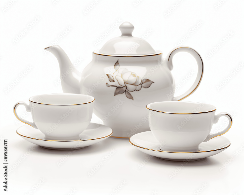 Porcelain Tea Set Isolated	