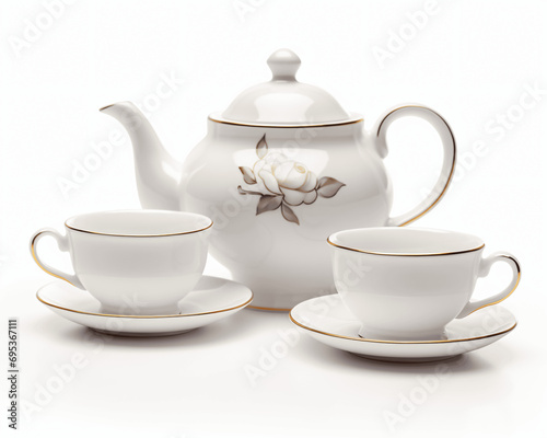 Porcelain Tea Set Isolated	