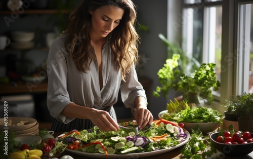Woman making a healthy salad