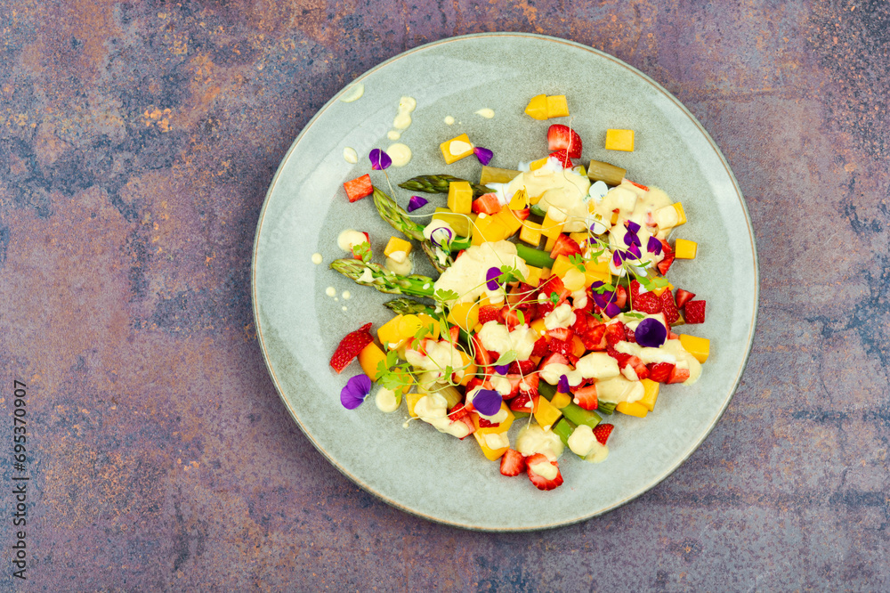 Yummy fruit salad with asparagus. Yummy fruit salad with asparagus.