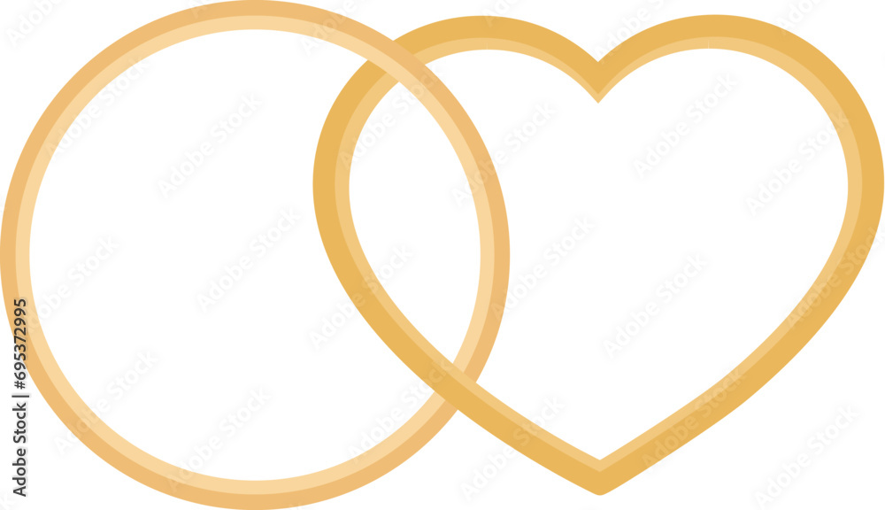 Golden ring merged with a heart shape golden ring. Symbol of love, commitment, and affection. Vector for greeting card, valentine day design, wedding invitation. Golden ring merged with a heart shape golden ring. Symbol of love, commitment, and affection. Vector for greeting card, valentine day design, wedding invitation.