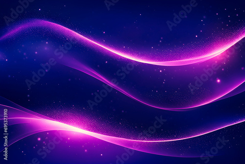 Glowing purple waves on a dark blue background
