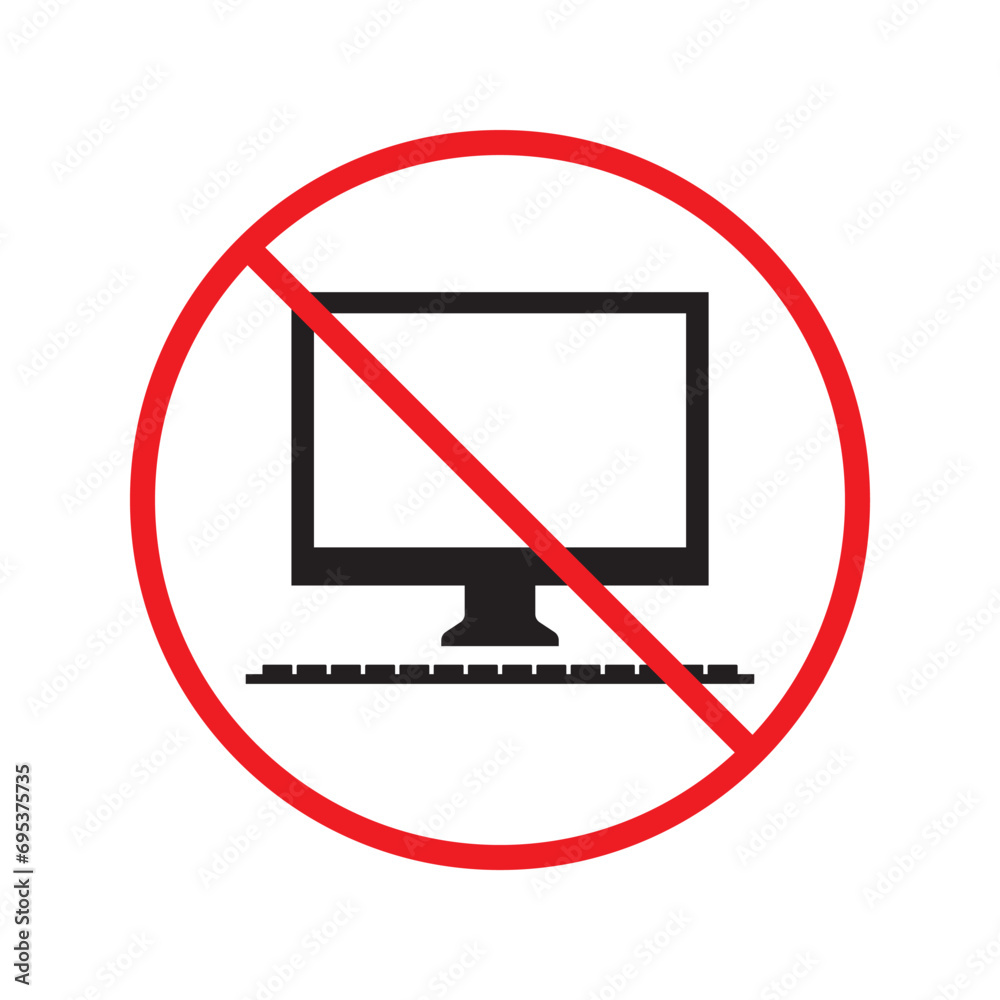 Forbidden Prohibited Warning, caution, attention, restriction label danger. No computer vector