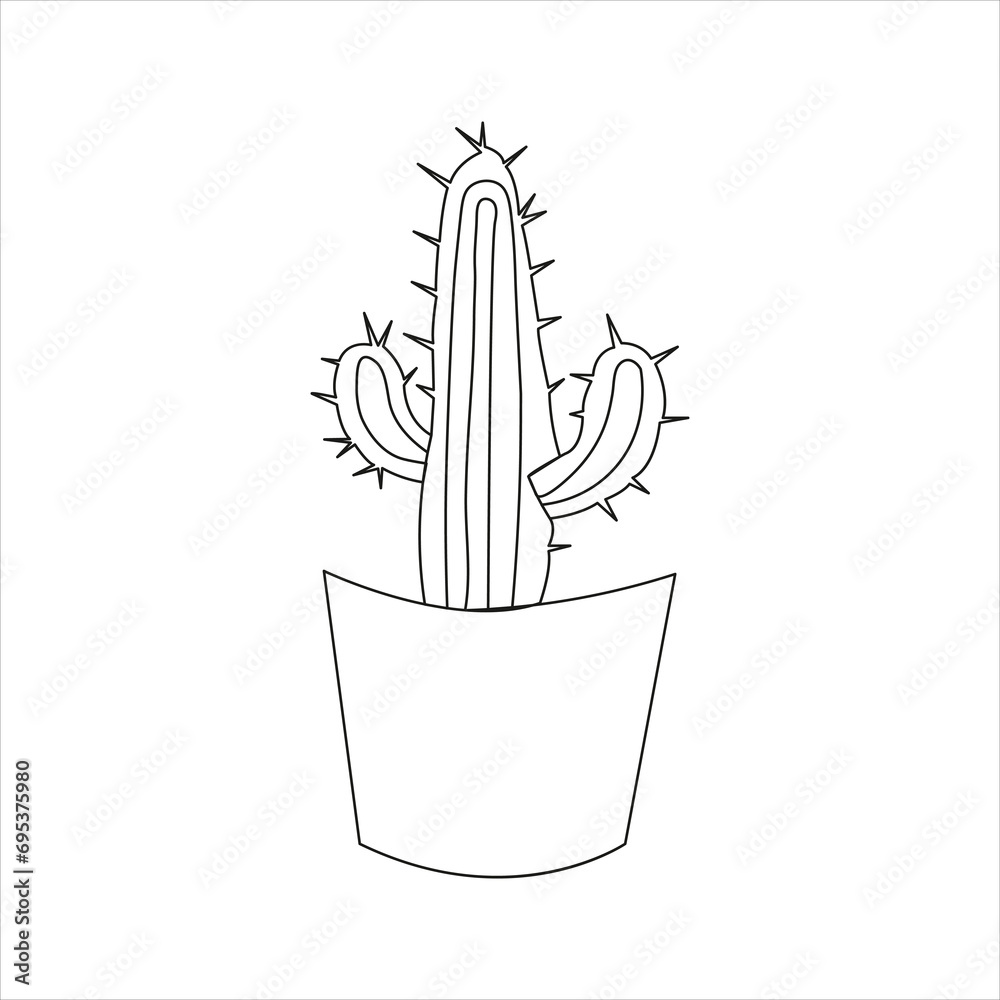 Continuous beautiful one line cactus drawing art design