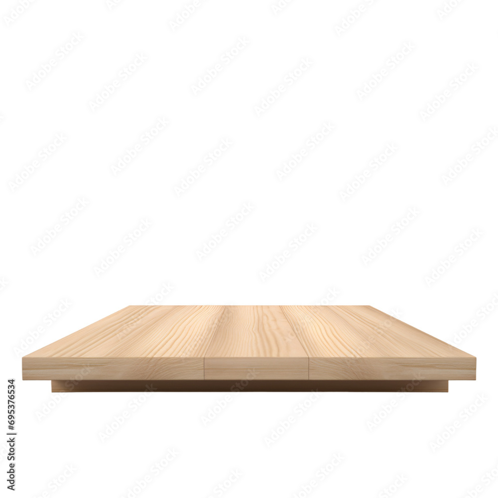 Raised light wood product placement platform or podium isolated background Raised light wood product placement platform or podium isolated background