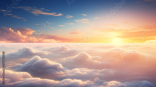 Sunset above the clouds with copy space #695376549