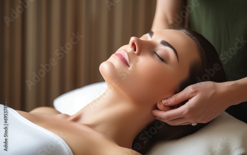 Craniosacral therapy for woman in a physiotherapy salon