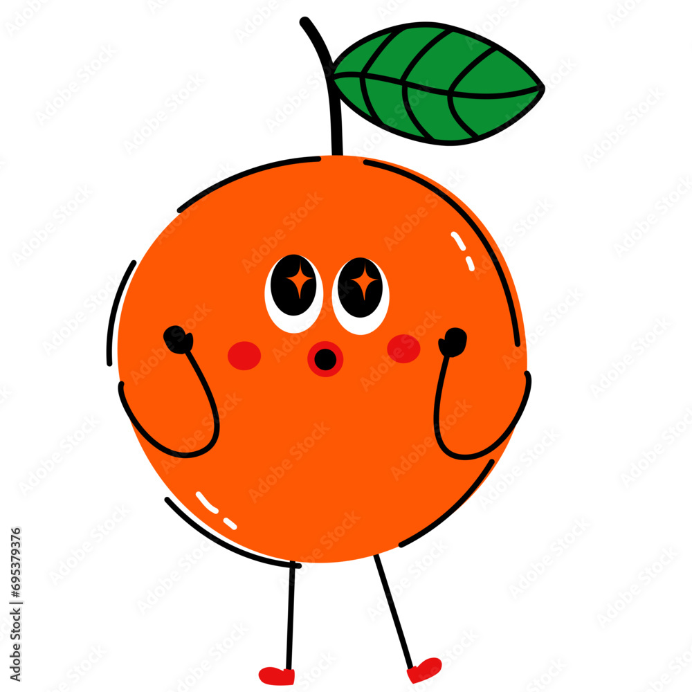 Cute Fruit Character Doodle Orange