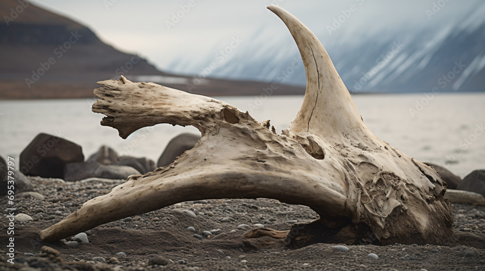 The Arctic Deep Freeze. Here is a whale bone indicated