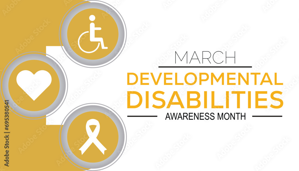 Obraz premium Developmental Disabilities awareness month is observed every year in March, Holiday, poster, card and background vector illustration design.