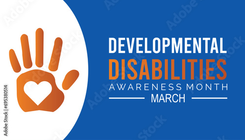 Developmental Disabilities awareness month is observed every year in March, Holiday, poster, card and background vector illustration design.