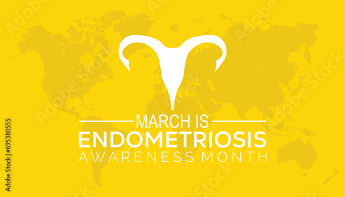 Endometriosis awareness month is observed every year in March, Holiday, poster, card and background vector illustration design.