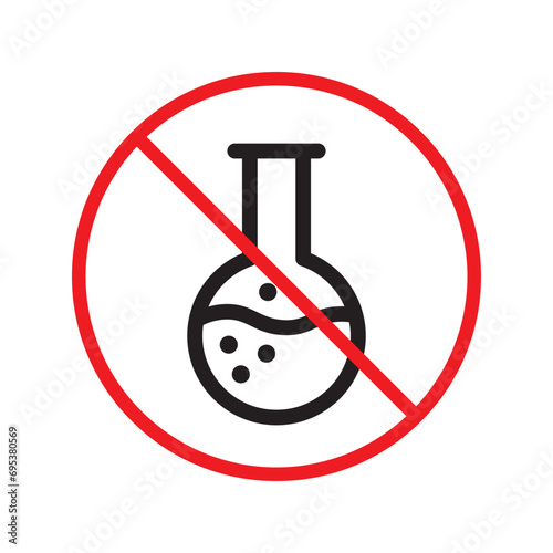 Forbidden Prohibited Warning, caution, attention, restriction label danger. No flask vector icon. Do not use toxic chemical elements sign design. No tube flask symbol flat pictogram.