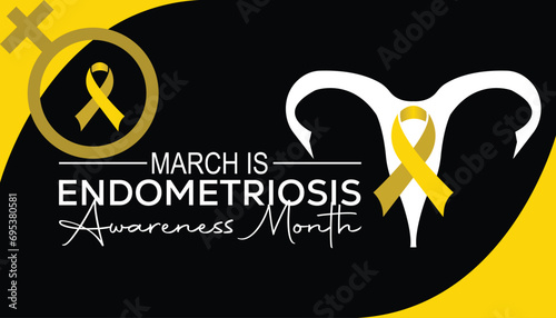 Endometriosis awareness month is observed every year in March, Holiday, poster, card and background vector illustration design.