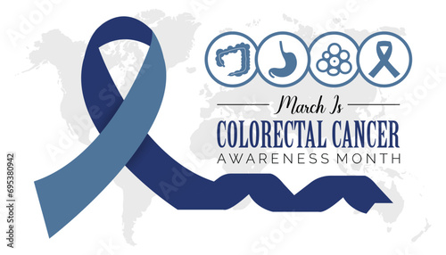 national colorectal cancer awareness month is observed every year in March, Holiday, poster, card and background vector illustration design, Abastract Ribbon design.