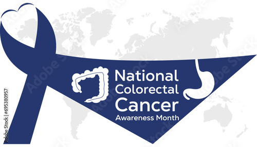 national colorectal cancer awareness month is observed every year in March, Holiday, poster, card and background vector illustration design, Abastract Ribbon design. photo