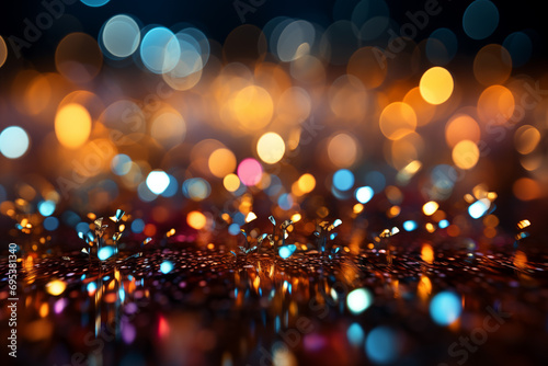 Abstract background with bokeh defocused multicolour lights photo