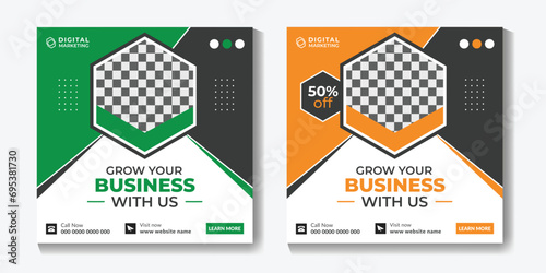 Corporate horizontal business conference post template or online webinar and social media banner post layout, live webinar event invitation banner design template, Digital business marketing social me
