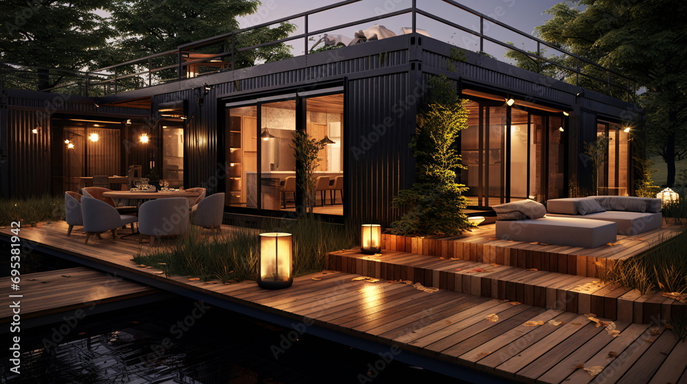 Luxury 3d container houses with deck, ready for sale