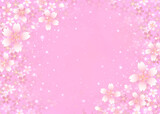 桜のフレーム背景　素材　桜吹雪　キラキラさくら柄　お花見　入学　卒業　入園　卒園　新春　コピースペース