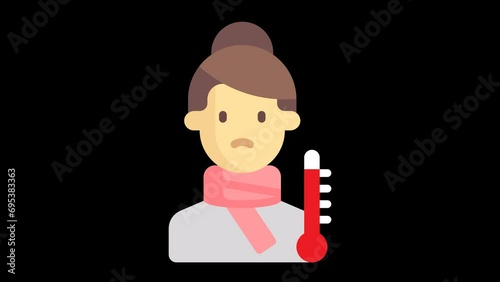 High Temperature Women Animated Icon.
With Transparent Background