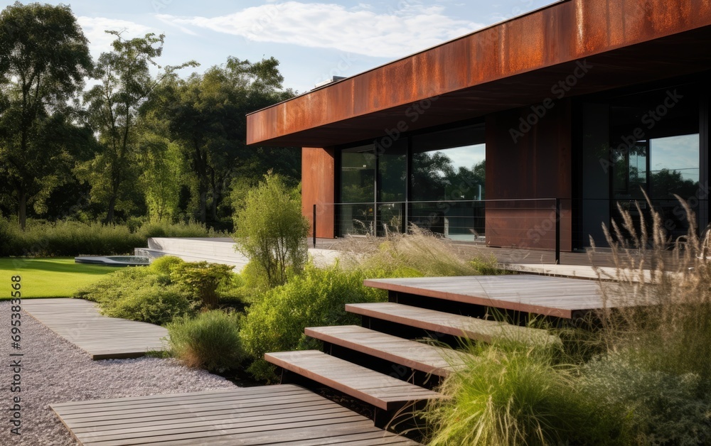 Corten rust metal material modern villa Corten rust metal material modern villa