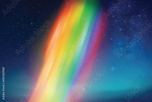 Milky Way and rainbow. Night starry sky. Colorful aurora borealis