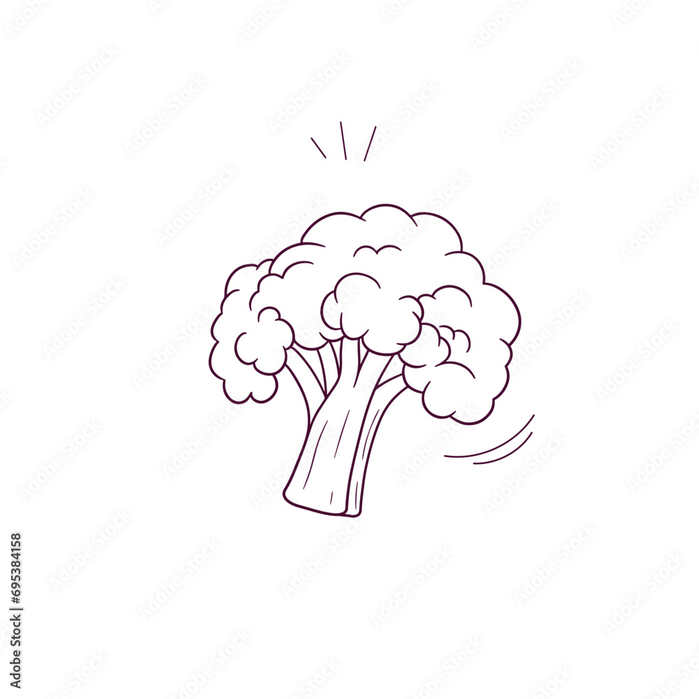 Hand Drawn illustration of broccoli icon. Doodle Vector Sketch Illustration
