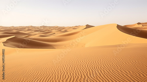 wavy sand dunes of desert. Generative AI