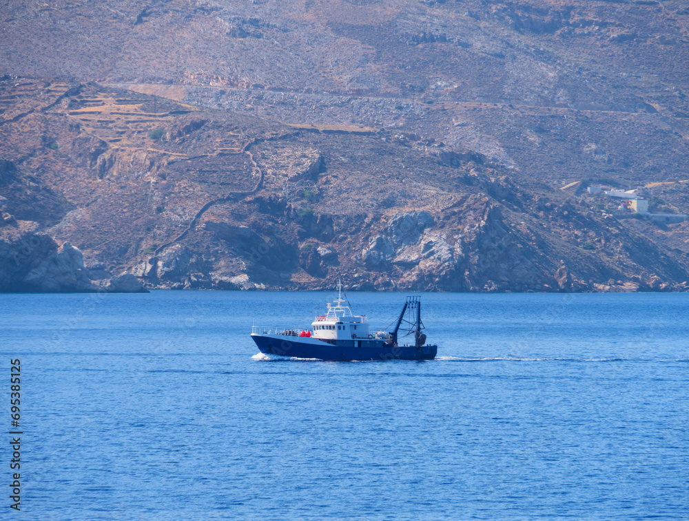 Fishing boats in the Aegean Sea in Greece