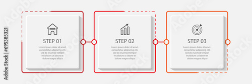 simple business infographic design with thin lines, there are three interconnected parts. Great for business presentations, flow diagrams, your banners