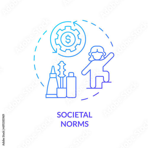 2D gradient societal norms icon, isolated creative vector, thin line illustration representing pink tax.
