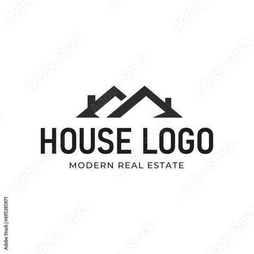 Real Estate logo, Builder logo, Roof Construction logo design template vector illustration
