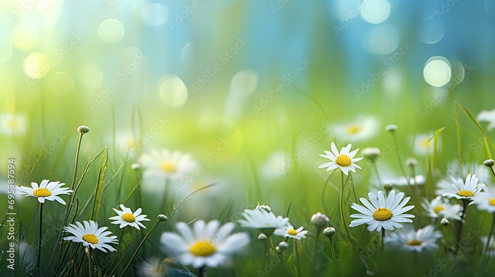 spring grass and daisy wildflowers nature abstract
