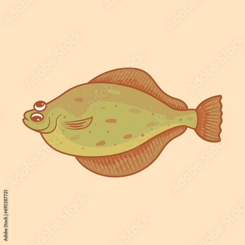 Common dab fish mascot  character vector illustration