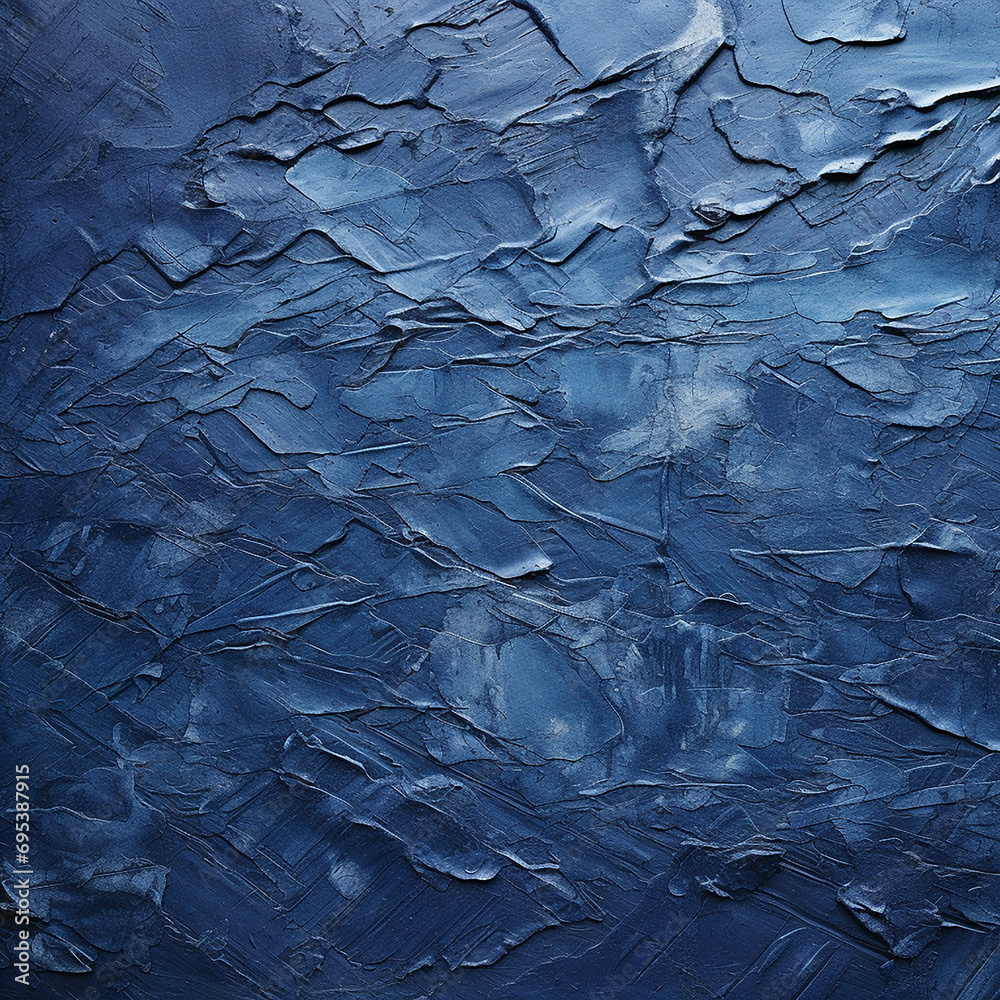 Navy Elegance: Abstract Grunge Decorative Relief Navy Blue Stucco Wallpaper