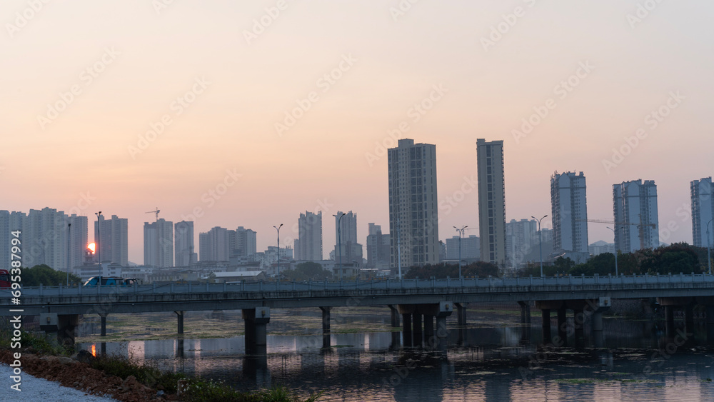 sunrise over the city