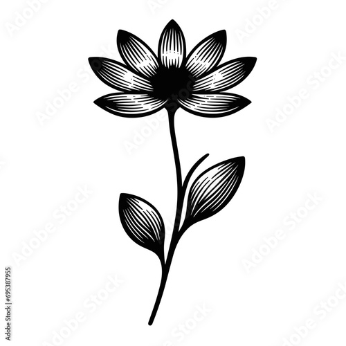 Black and white logotype of a plant and flower	
